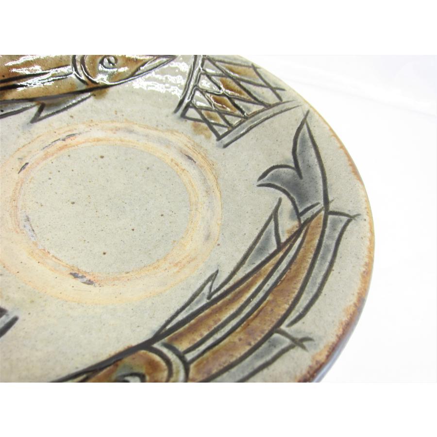 双魚文三寸皿 人間国宝 金城次郎作 工房読谷移動中期頃作品 やちむん