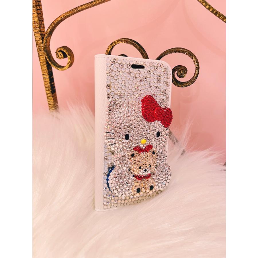 iPhone14・14Plus・14Pro・14ProMaxケース SWAROVSKI デコ キティ 立体