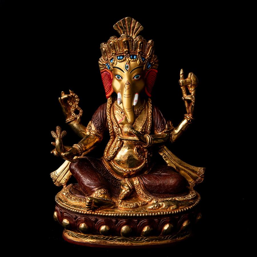 送料無料 銅造鍍金仕上げ 大聖歓喜天 ガネーシャ 神像 大聖歓喜天