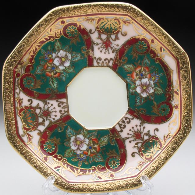 ノリタケ オールドノリタケ 金盛り花束絵 八角カップ＆ソーサー (e