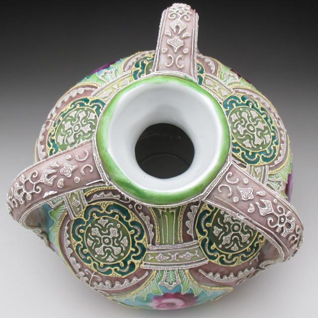 ノリタケ オールドノリタケ 金彩盛り上げ薔薇絵 花瓶 : アンティーク