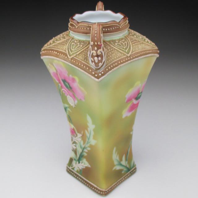 ノリタケ オールドノリタケ 盛り上げ芥子絵 花瓶 : アンティーク陶磁器