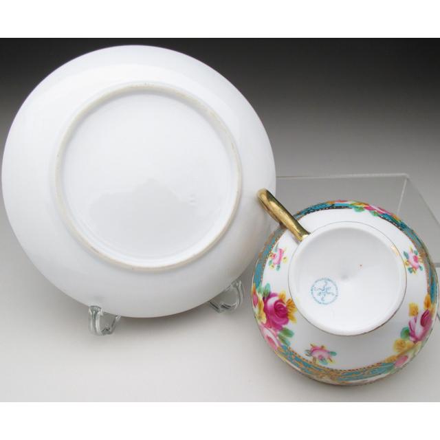 ノリタケ オールドノリタケ ブルー地金盛り薔薇絵 カップ＆ソーサー (a