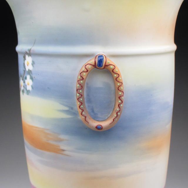 ノリタケ オールドノリタケ 夕焼湖畔風景絵 花瓶 27cm : アンティーク