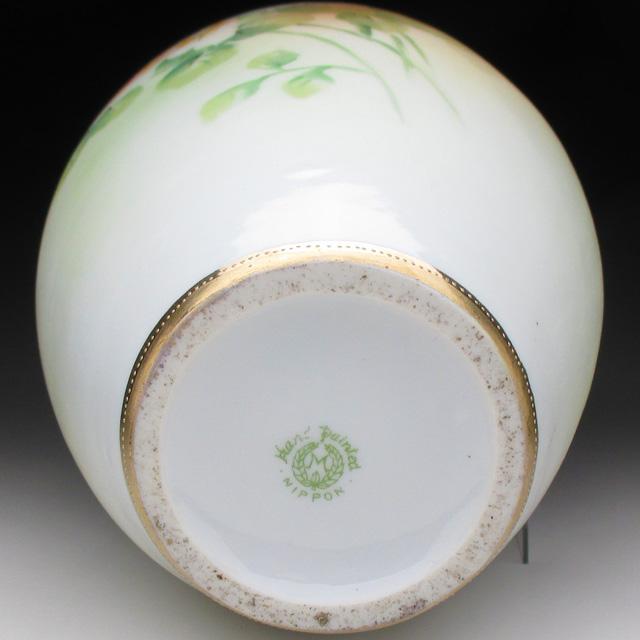 ノリタケ オールドノリタケ 金盛り薔薇絵 花瓶 25cm : アンティーク