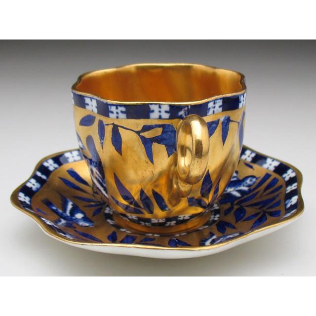 コールポート 金彩竹雀絵 カップ＆ソーサー キャビネット アンティーク