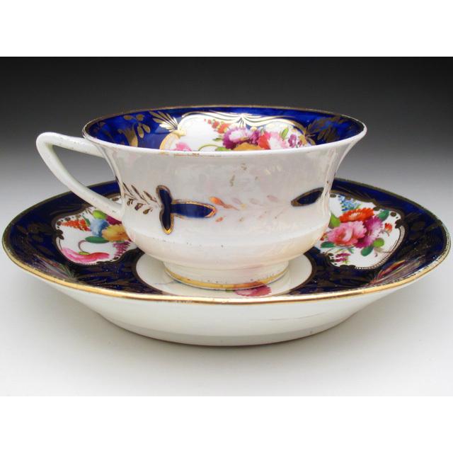 コールポート 藍地金彩花束絵 ティー＆コーヒーカップ＆ソーサー