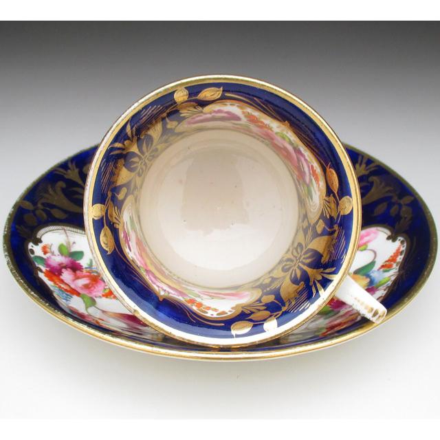 コールポート 藍地金彩花束絵 ティー＆コーヒーカップ＆ソーサー