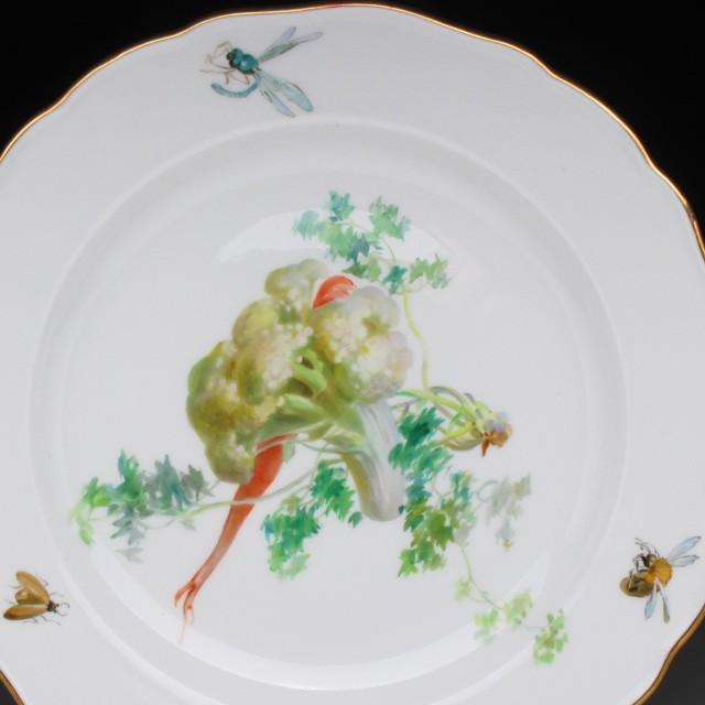 マイセン 野菜絵 プレート 25cm アンティーク 19世紀 一級品