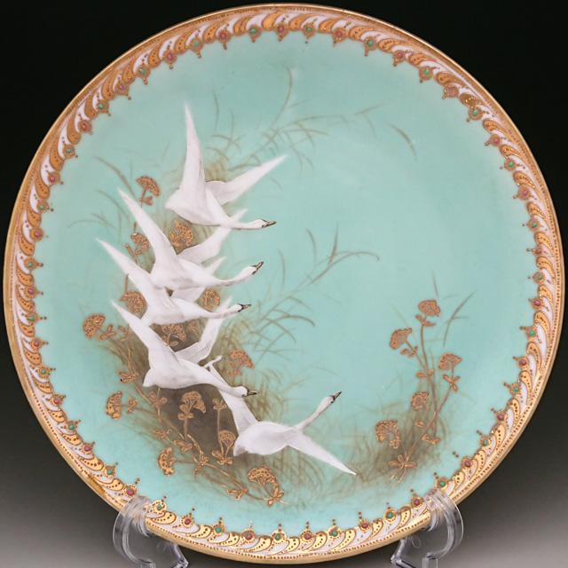 ノリタケ オールドノリタケ 金盛りジュール白鳥絵 プレート 24cm