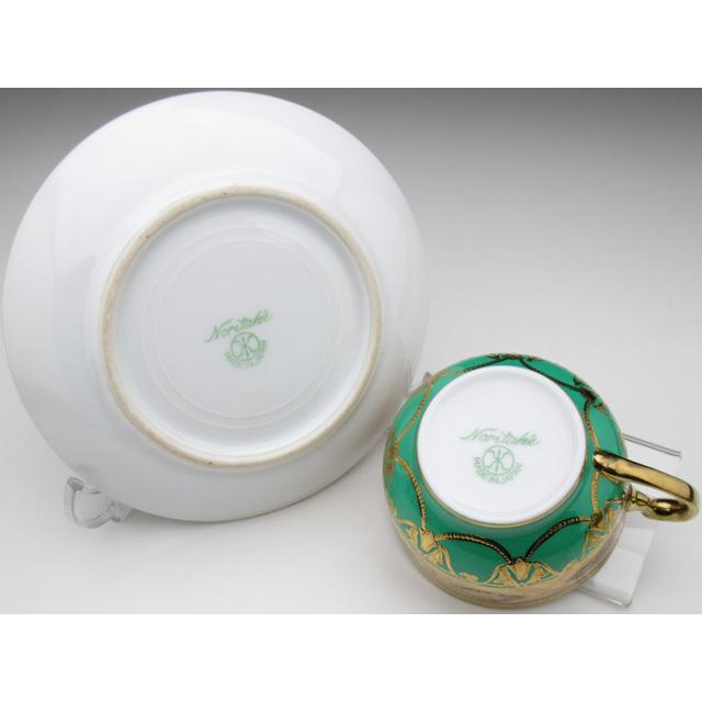 ノリタケ オールドノリタケ グリーン地金盛り カップ＆ソーサー （a