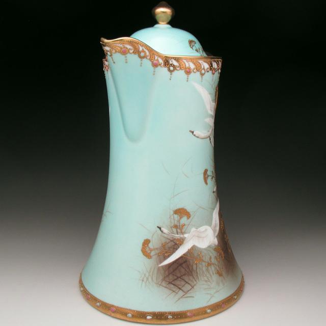 ノリタケ オールドノリタケ 金盛りジュール フライングスワン コーヒー