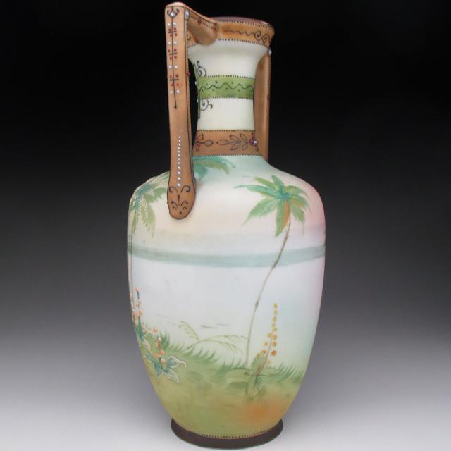 ノリタケ オールドノリタケ 盛り上げエジプト風景絵 花瓶 23cm