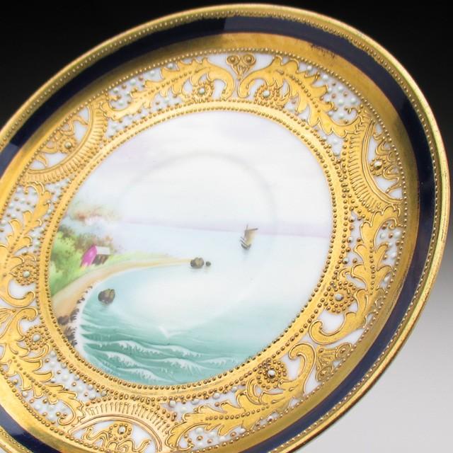 ノリタケ オールドノリタケ 金盛りエナメルジュール海辺風景絵 カップ