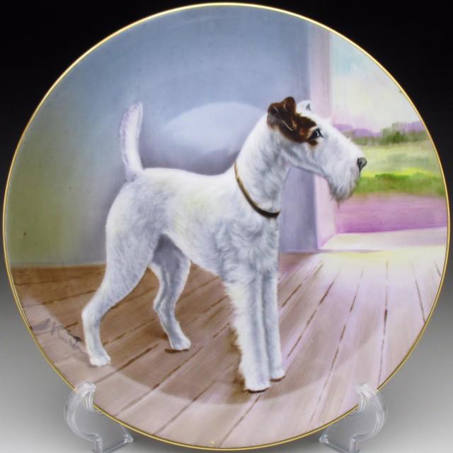 ノリタケ オールドノリタケ 犬絵 プレート 飾り皿 22cm : アンティーク