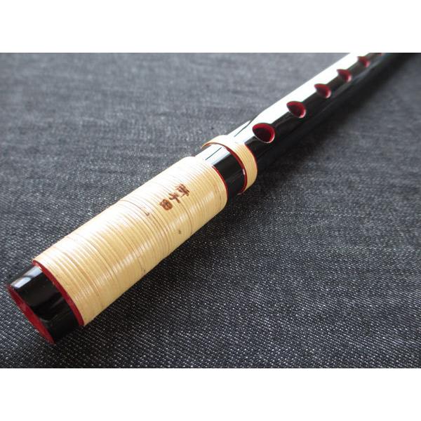 篠笛(しの笛)横笛 獅子田 竹渓 籐両巻 黒塗 7穴 6本調子 お囃子調