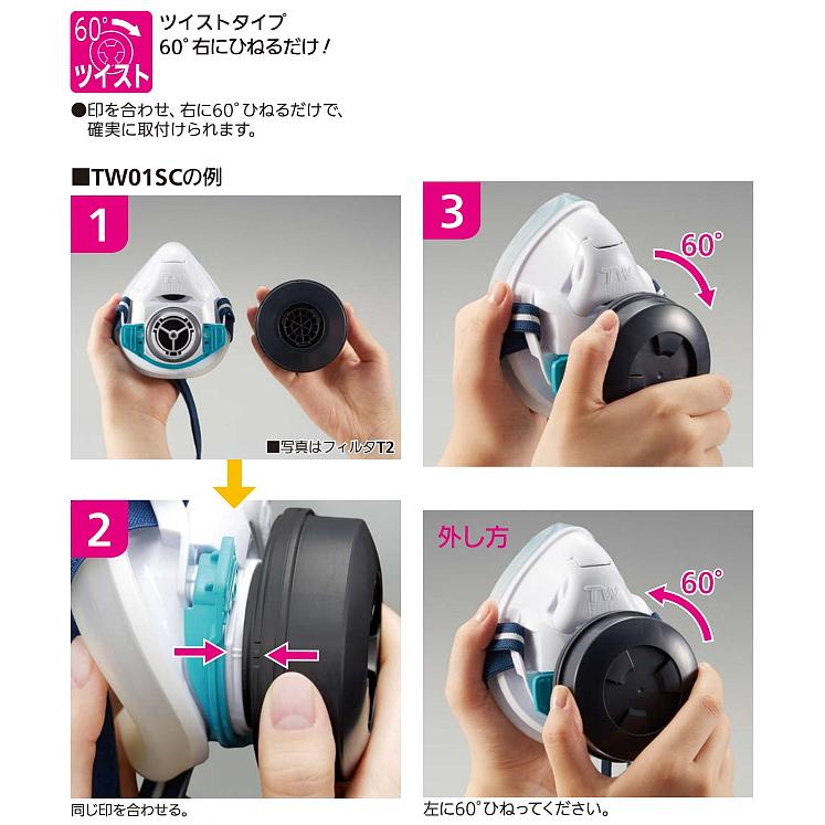 重松 有機ガス用吸収缶 TL/OV 防じん機能フィルター付き (1個) 一体型