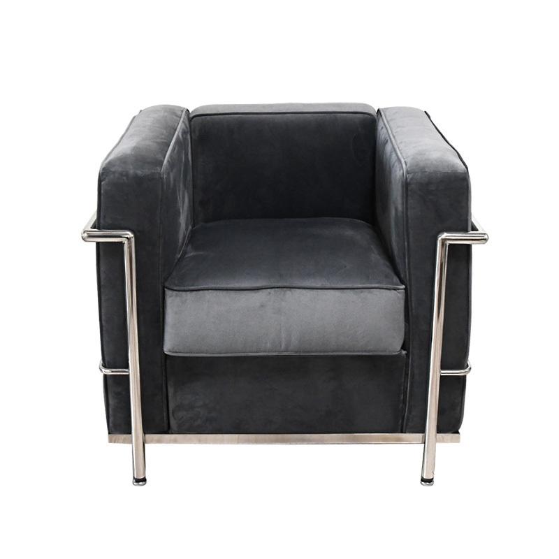 ル・コルビジェ LC2 1P 色グレー ベルベット仕様 ソファ・ソファベッド