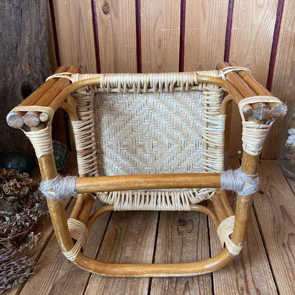 VINTAGE ≫80sヴィンテージ*古いラタンのベビーチェア*籐の子供 椅子