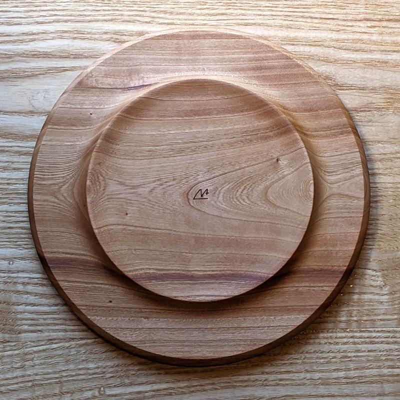 リムプレート 木製 手彫り 天然木 作家 日本製 ヤマザクラ お皿 木の器