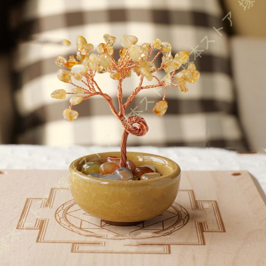 招財樹 金のなる木 黄水晶 シトリン 風水アイテム インテリア 金運祈願