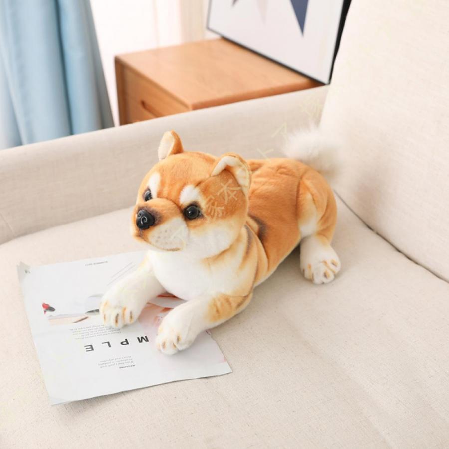 犬の置物 柴犬 黒柴ビッグサイズ 大きくてリアルな犬のぬいぐるみ いぬ
