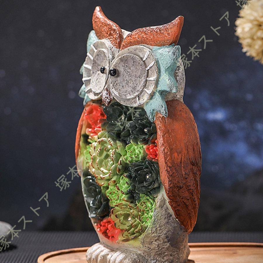 屋外 おしゃれ 置物ライト ふくろうグッズ オーナメント オブジェ 暖色