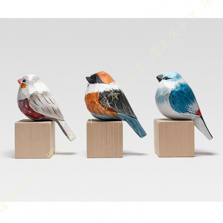 インテリア装飾 北欧雑貨 鳥の雑貨 インコ 小鳥 雀 木製彫刻 鳥の木製