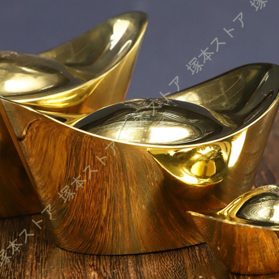 風水 黄色のインゴット像 真鍮 中国元バオ 幸運のお金置物 富と繁栄を