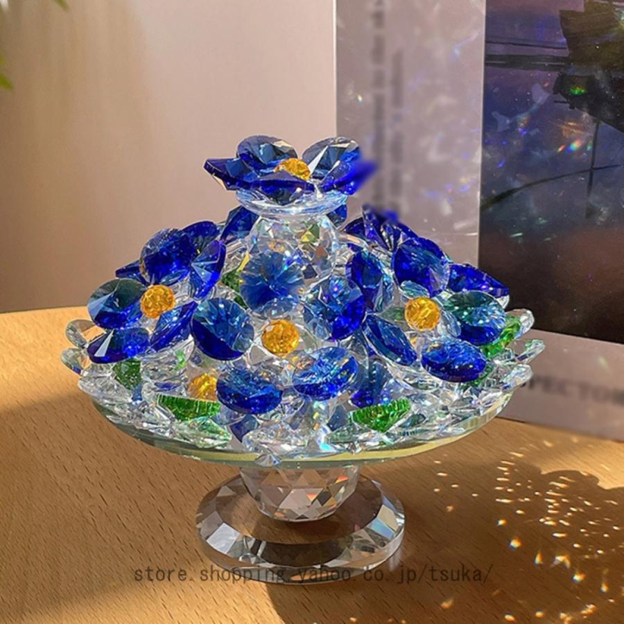 ガラスの花の置物 クリスタルフラワーオーナメント ミニクリスタル