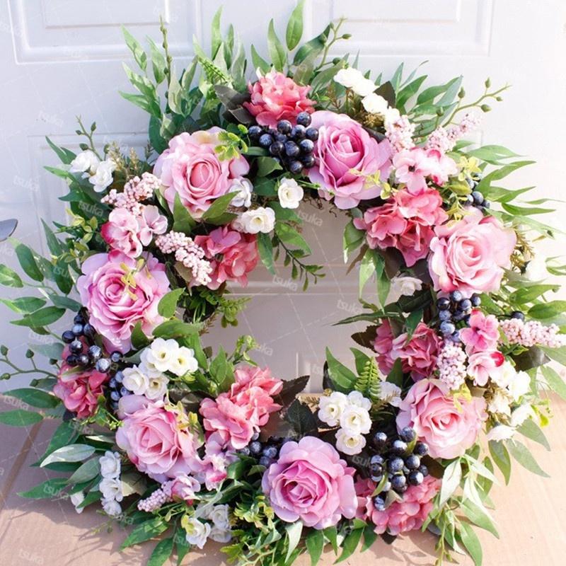 リース 枯れない花 フラワーリース 直径55cm 造花リース 玄関 窓