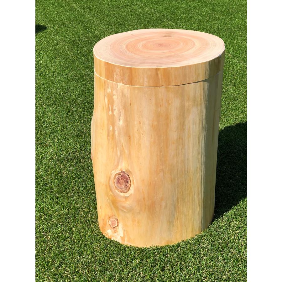 ツインハーツ 丸太イス 桧 切り株 くり抜き フタ式 高さ42cm 直径