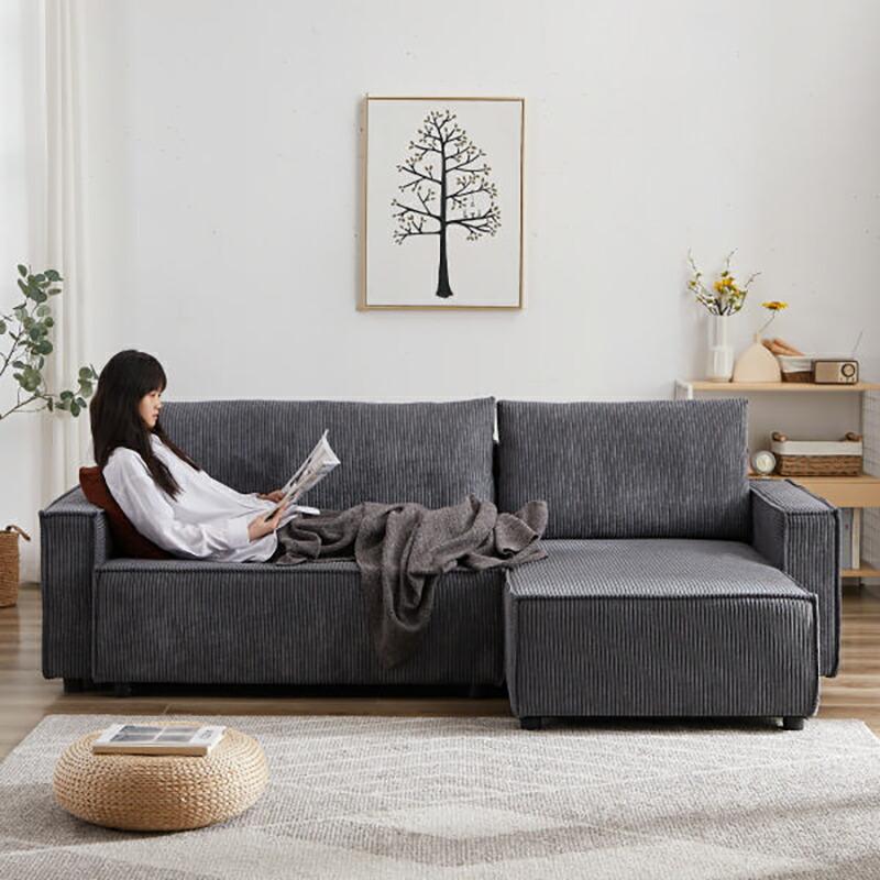 送料無料】ソファベッド カウチ 3人掛け ファブリック L型カウチ