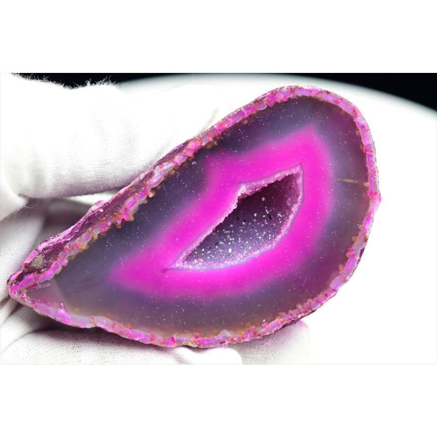 アゲート カラー ピンク (約190.7g) ジオード 晶洞 ブラジル産アゲート