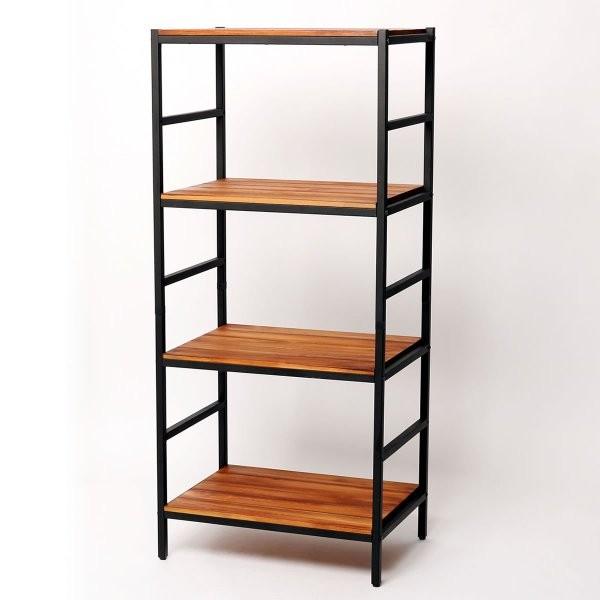 スチールラック 木製ラック 4段 レトロ モダン おしゃれ : うさぎ屋