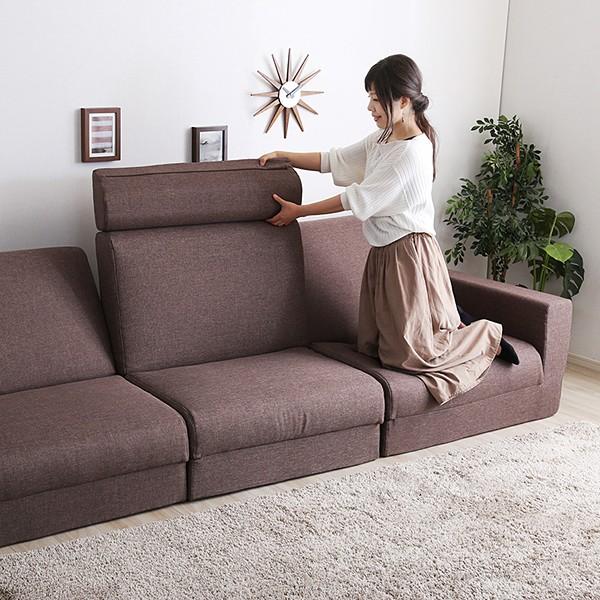 ソファーベッド 3人掛け おしゃれ 北欧 ローソファ ポケットコイル