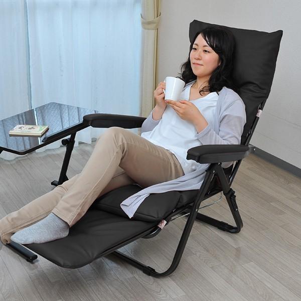 谷村実業 リクライニングチェア ひじ付き 肘掛け フットレストつき 足
