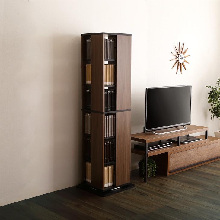 本棚 回転式 ブックラック 6段 スリム 省スペース おしゃれ