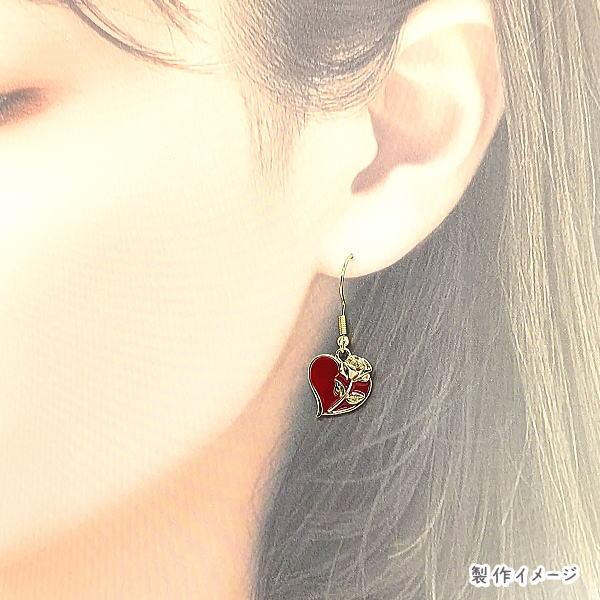 チャーム ハート 赤 薔薇 14mm 2個 ローズ レッド うさぎの素材屋さん