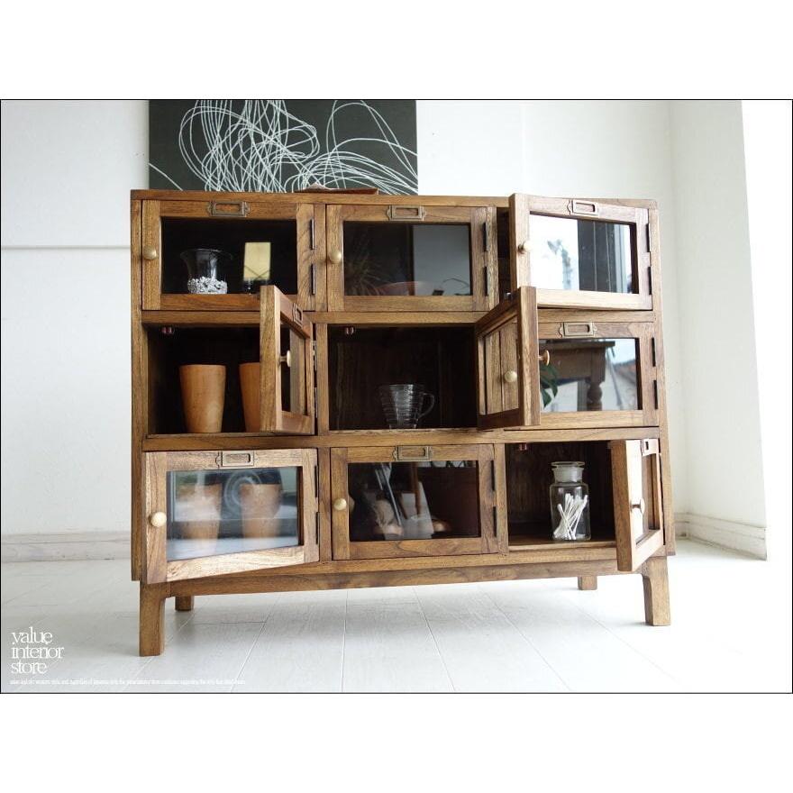 総無垢 キャビネットmed ロッカー 食器棚 下駄箱 シューズボックス