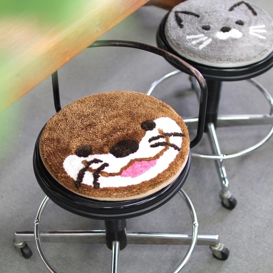 チェアパッド チェアクッション アニマル カワウソ グレーネコ 椅子用