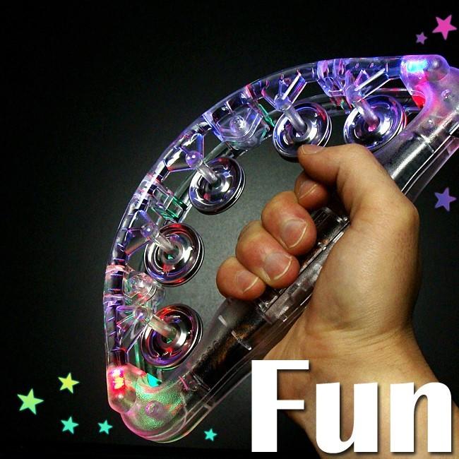 光るタンバリン 半円型 レインボーカラー 光るおもちゃ パーティー LED