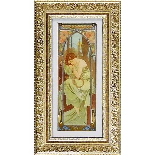 名画 額付きポスター アルフォンス・ミュシャ 夜のやすらぎ ユーパワー