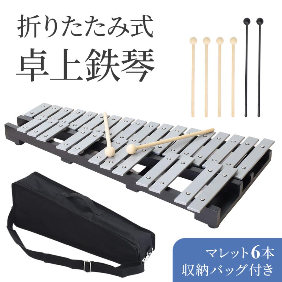 鉄琴 楽器 子供 グロッケン 卓上鉄琴 30音 マレット 4本 収納ケース付