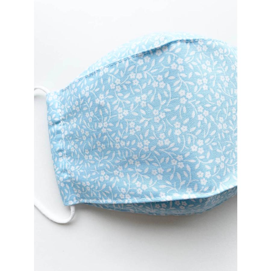 日本製 布マスク おしゃれ 夏用 洗える 大臣マスク 舟形 折り返し 水色