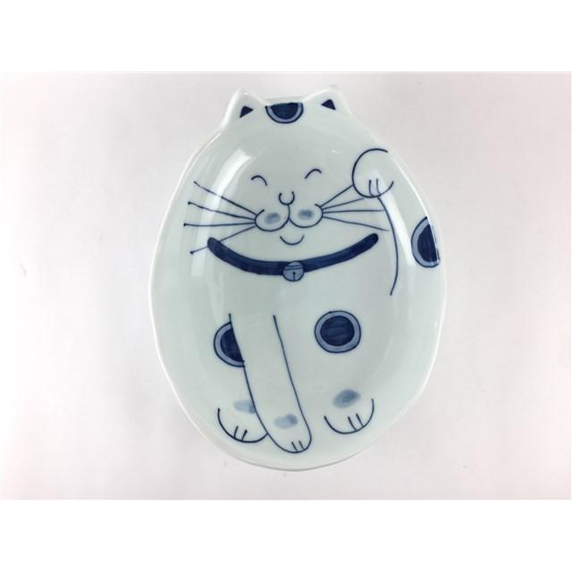 有田焼 北川美宣窯 16.5cm猫三ッ足皿 招き猫 陶磁器 かわいい 猫柄 皿