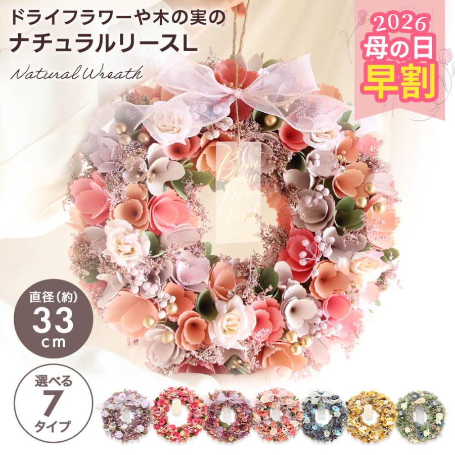 ドライフラワー プレゼント リース 即日出荷 ドライフラワーや木の実の