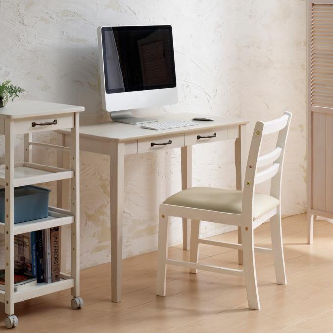 弘益 デスク 幅90cm ホワイト家具 白い家具 引出し 可愛い 家具