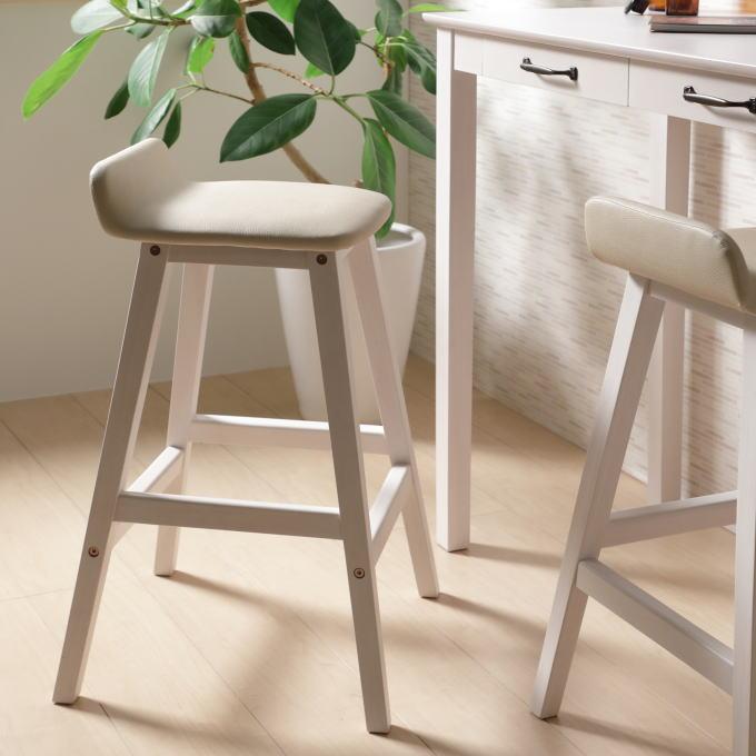 カウンターチェア 1脚 単品 単体 白 木製 ハイチェア クッション ハイ