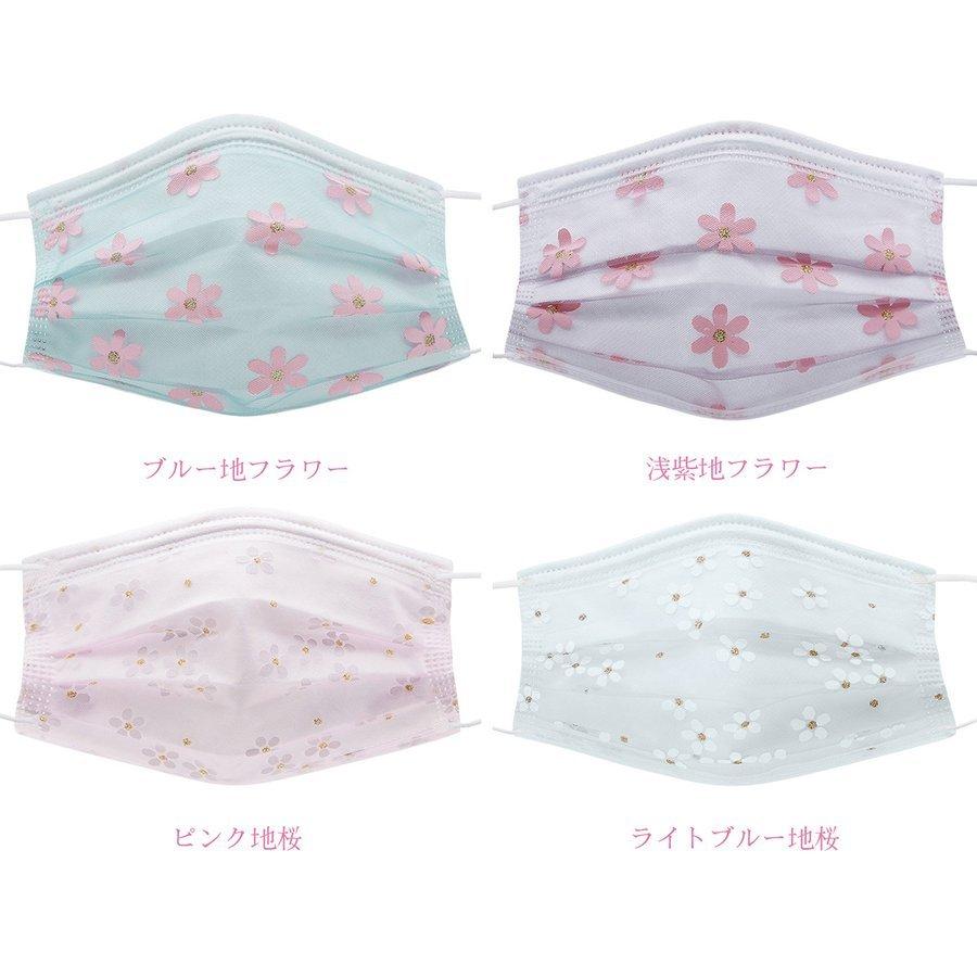桜季節 桜柄マスク メッシュマスク 大人 使い捨てマスク チュール付き